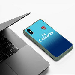 Чехол iPhone XS Max матовый Arsenal FC: Blue Away 17/18, цвет: 3D-темно-зеленый — фото 2