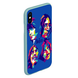 Чехол iPhone XS Max матовый The Beatles: Faces, цвет: 3D-мятный — фото 2