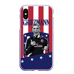 Чехол iPhone XS Max матовый Griezmann: Atletico Star, цвет: 3D-светло-сиреневый