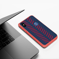 Чехол iPhone XS Max матовый FC PSG: Creative, цвет: 3D-красный — фото 2