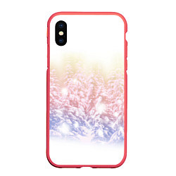 Чехол iPhone XS Max матовый Зимний лес, цвет: 3D-красный
