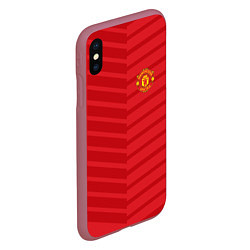 Чехол iPhone XS Max матовый FC Manchester United: Reverse, цвет: 3D-малиновый — фото 2