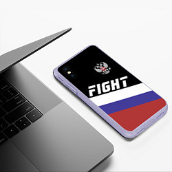 Чехол iPhone XS Max матовый Fight Russia, цвет: 3D-светло-сиреневый — фото 2