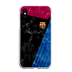 Чехол iPhone XS Max матовый FC Barcelona: Abstract, цвет: 3D-белый