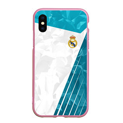 Чехол iPhone XS Max матовый FC Real Madrid: Abstract, цвет: 3D-розовый