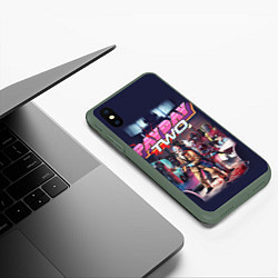 Чехол iPhone XS Max матовый Payday Two, цвет: 3D-темно-зеленый — фото 2