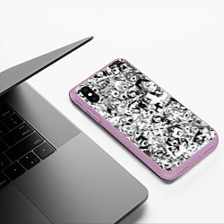 Чехол iPhone XS Max матовый Ahegao: Black & White, цвет: 3D-сиреневый — фото 2