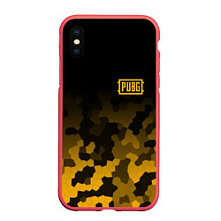 Чехол iPhone XS Max матовый PUBG: Military Honeycomb, цвет: 3D-красный