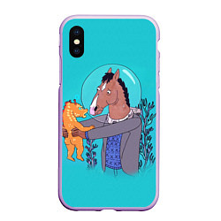 Чехол iPhone XS Max матовый BoJack, цвет: 3D-сиреневый