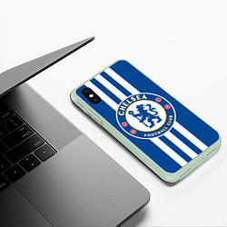 Чехол iPhone XS Max матовый FC Chelsea: Gold Lines, цвет: 3D-салатовый — фото 2