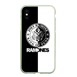Чехол iPhone XS Max матовый Ramones B&W, цвет: 3D-салатовый