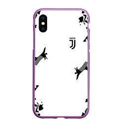 Чехол iPhone XS Max матовый FC Juventus: White Original, цвет: 3D-фиолетовый