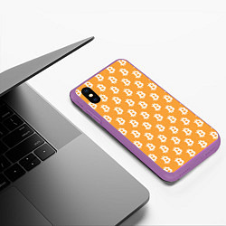 Чехол iPhone XS Max матовый BTC Pattern, цвет: 3D-фиолетовый — фото 2