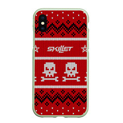 Чехол iPhone XS Max матовый Skillet: New Year, цвет: 3D-салатовый