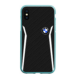 Чехол iPhone XS Max матовый BMW CARBON БМВ КАРБОН, цвет: 3D-мятный