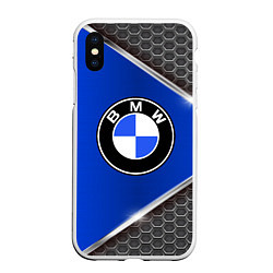 Чехол iPhone XS Max матовый BMW: Blue Metallic, цвет: 3D-белый