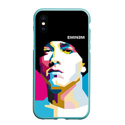 Чехол iPhone XS Max матовый Eminem Poly Art, цвет: 3D-мятный
