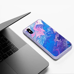 Чехол iPhone XS Max матовый Tie-Dye Blue & Violet, цвет: 3D-светло-сиреневый — фото 2