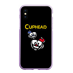 Чехол iPhone XS Max матовый Cuphead: Mugman Faces, цвет: 3D-сиреневый