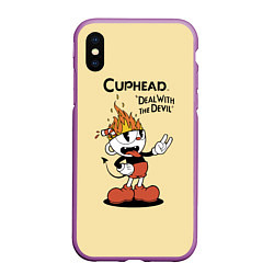 Чехол iPhone XS Max матовый Cuphead: Flame Mugman, цвет: 3D-фиолетовый