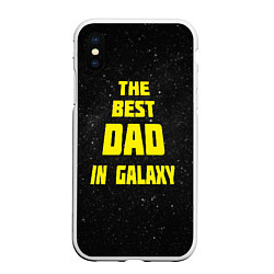 Чехол iPhone XS Max матовый The Best Dad in Galaxy, цвет: 3D-белый