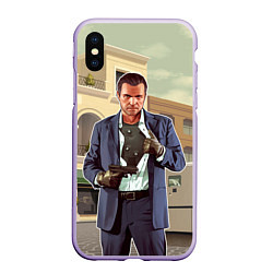 Чехол iPhone XS Max матовый GTA V: Michael, цвет: 3D-светло-сиреневый