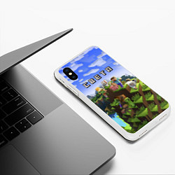 Чехол iPhone XS Max матовый Майнкрафт: Света, цвет: 3D-белый — фото 2