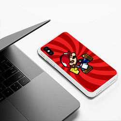 Чехол iPhone XS Max матовый Super Mario: Red Illusion, цвет: 3D-белый — фото 2