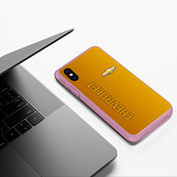 Чехол iPhone XS Max матовый Chevrolet желтый градиент, цвет: 3D-розовый — фото 2