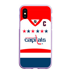 Чехол iPhone XS Max матовый Washington Capitals: Ovechkin White, цвет: 3D-сиреневый