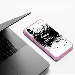 Чехол iPhone XS Max матовый Opel: Black Spray, цвет: 3D-розовый — фото 2