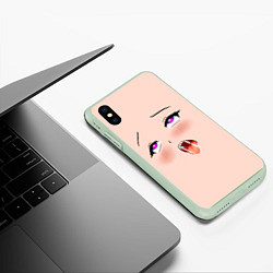 Чехол iPhone XS Max матовый Ahegao Face, цвет: 3D-салатовый — фото 2