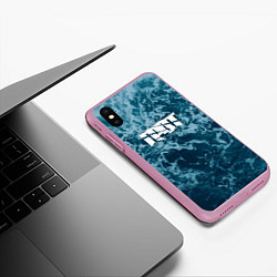 Чехол iPhone XS Max матовый Грот: Синий мрамор, цвет: 3D-розовый — фото 2