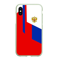 Чехол iPhone XS Max матовый Russia: Geometry Tricolor, цвет: 3D-салатовый