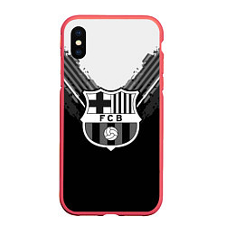 Чехол iPhone XS Max матовый FC Barcelona: Black Style, цвет: 3D-красный