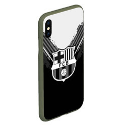 Чехол iPhone XS Max матовый FC Barcelona: Black Style, цвет: 3D-темно-зеленый — фото 2