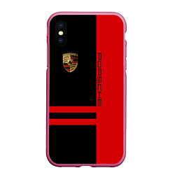 Чехол iPhone XS Max матовый Porsche: Red Sport, цвет: 3D-малиновый