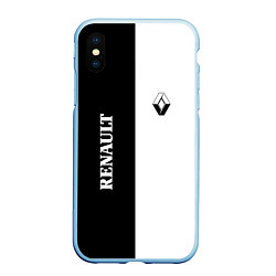 Чехол iPhone XS Max матовый Renault: Black & White, цвет: 3D-голубой