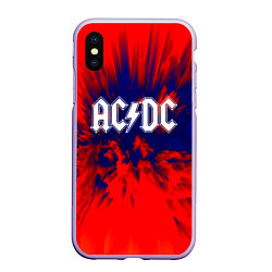 Чехол iPhone XS Max матовый AC/DC: Red & Blue, цвет: 3D-светло-сиреневый