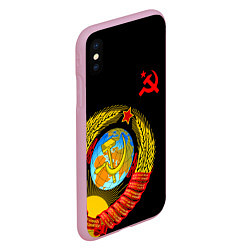 Чехол iPhone XS Max матовый Герб СССР, цвет: 3D-розовый — фото 2