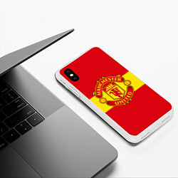 Чехол iPhone XS Max матовый FC Man United: Red Style, цвет: 3D-белый — фото 2