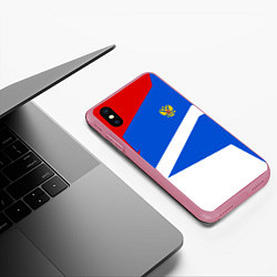 Чехол iPhone XS Max матовый Russia: Light Sport, цвет: 3D-малиновый — фото 2