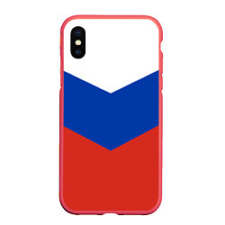 Чехол iPhone XS Max матовый Российский триколор, цвет: 3D-красный