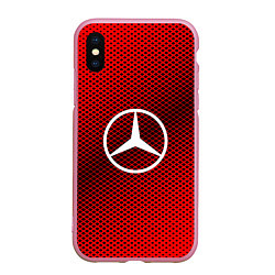 Чехол iPhone XS Max матовый Mercedes: Red Carbon, цвет: 3D-розовый