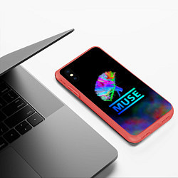 Чехол iPhone XS Max матовый Muse: Neon Flower, цвет: 3D-красный — фото 2
