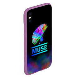 Чехол iPhone XS Max матовый Muse: Neon Flower, цвет: 3D-фиолетовый — фото 2