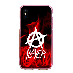 Чехол iPhone XS Max матовый Slayer Flame, цвет: 3D-розовый