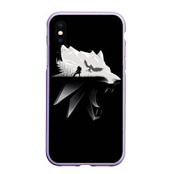 Чехол iPhone XS Max матовый Волк Ведьмака, цвет: 3D-светло-сиреневый