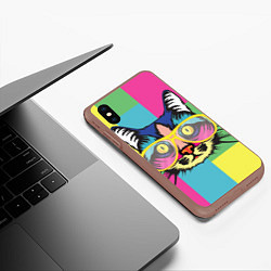 Чехол iPhone XS Max матовый Поп-арт котик, цвет: 3D-коричневый — фото 2