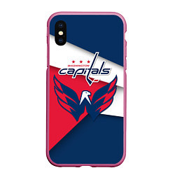 Чехол iPhone XS Max матовый Washington Capitals, цвет: 3D-малиновый